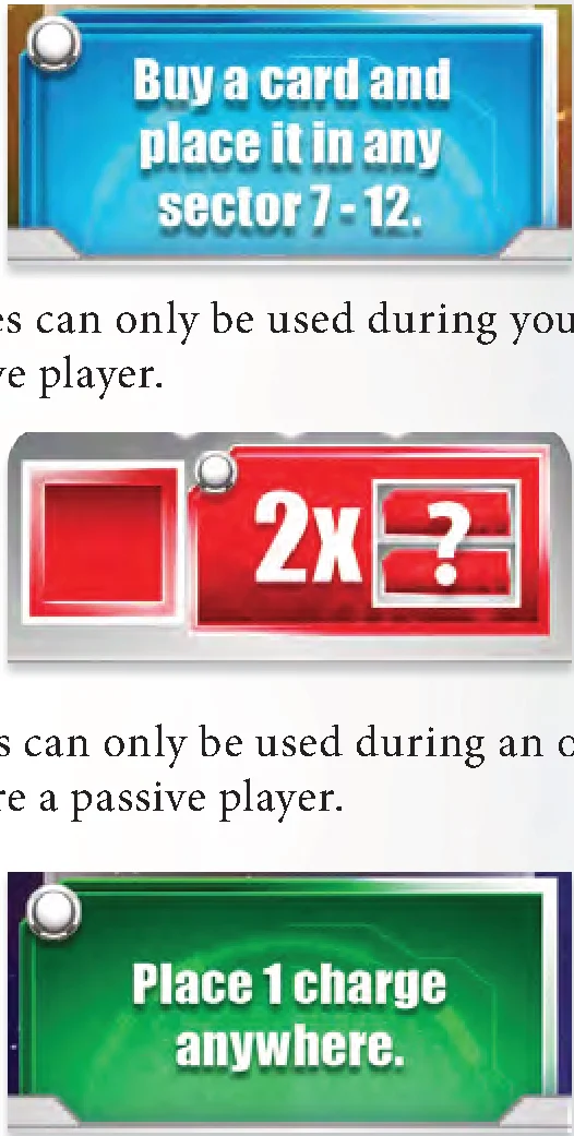 Ability cards color timing summary