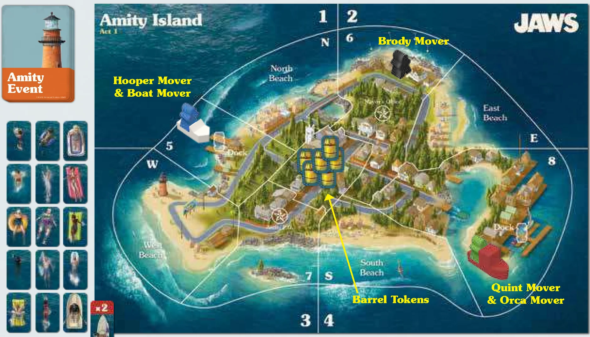 Act 1 Amity Island Game Board Setup