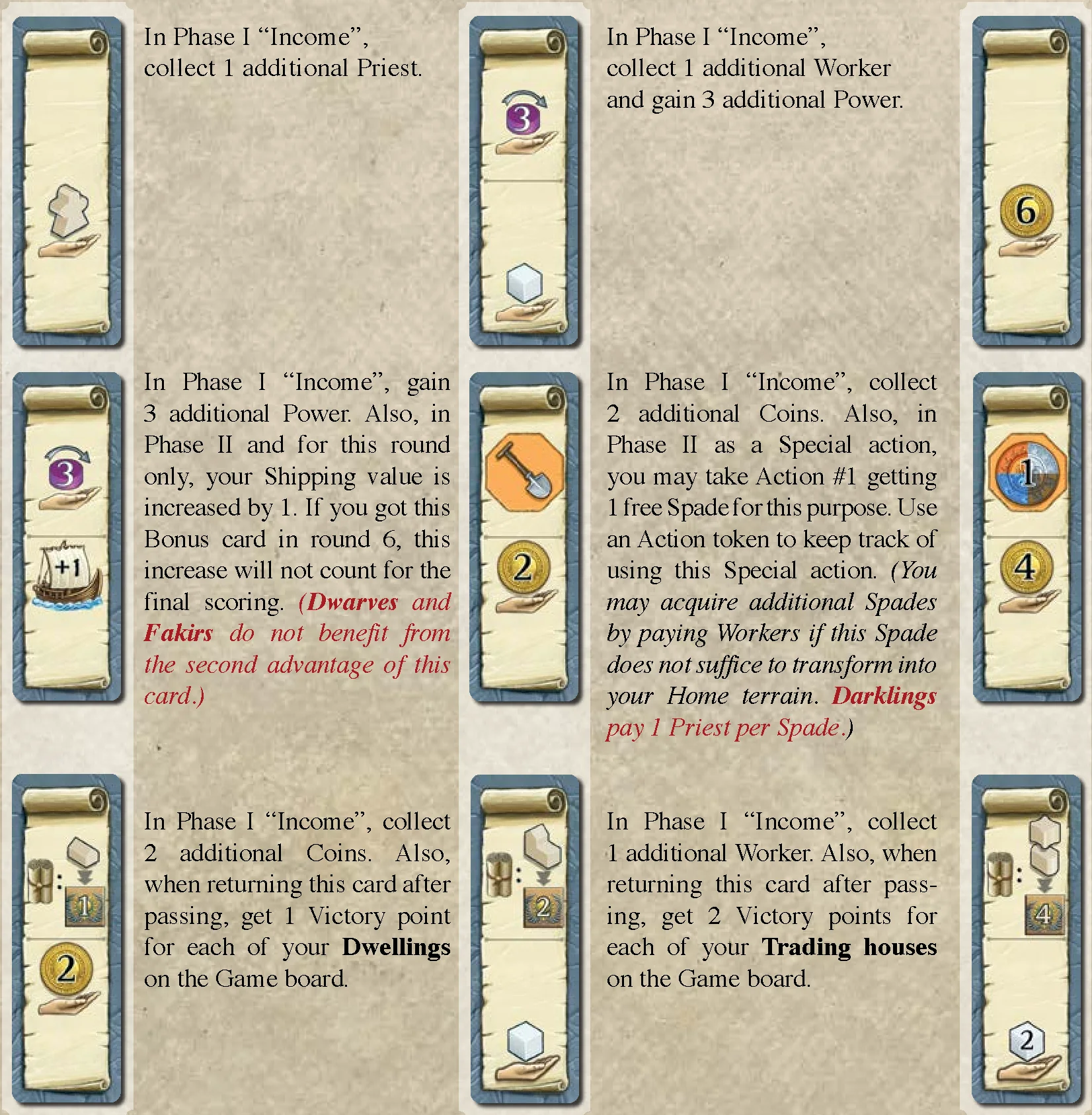 All 9 Bonus cards