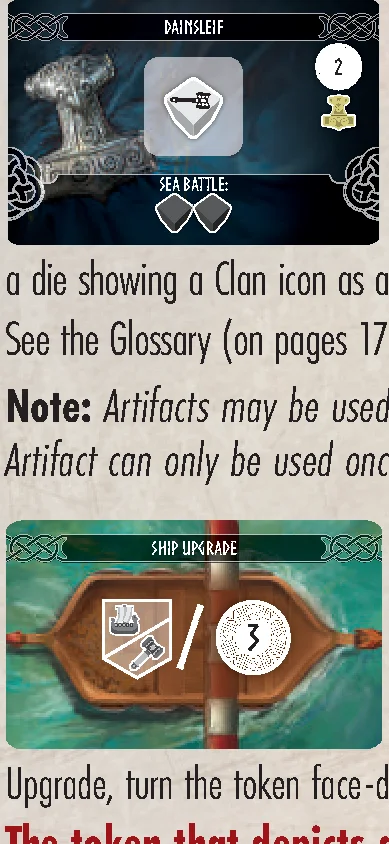 artifact and ship upgrade cards