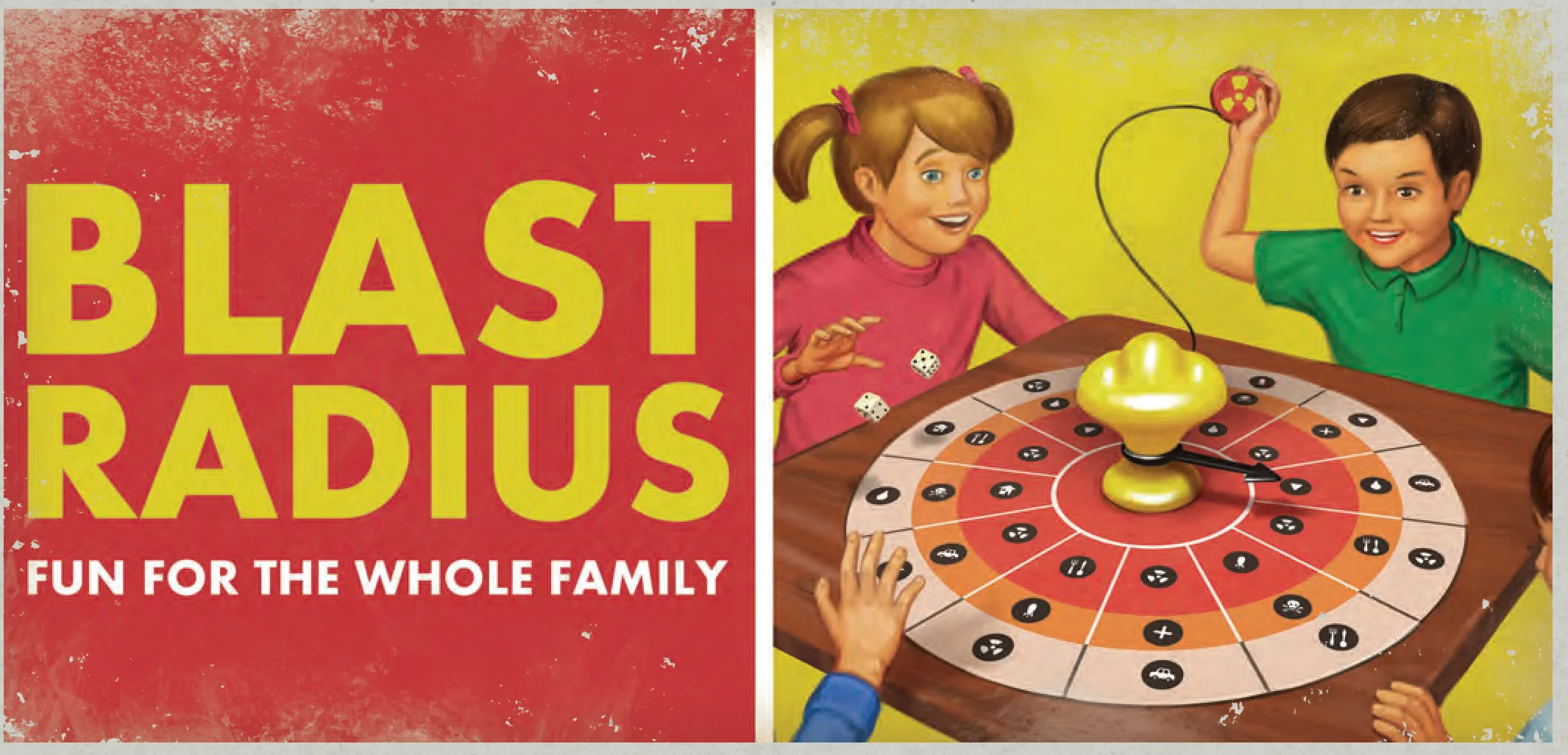 Blast Radius board game advertisement illustration
