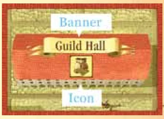 Building banner and action icon detail