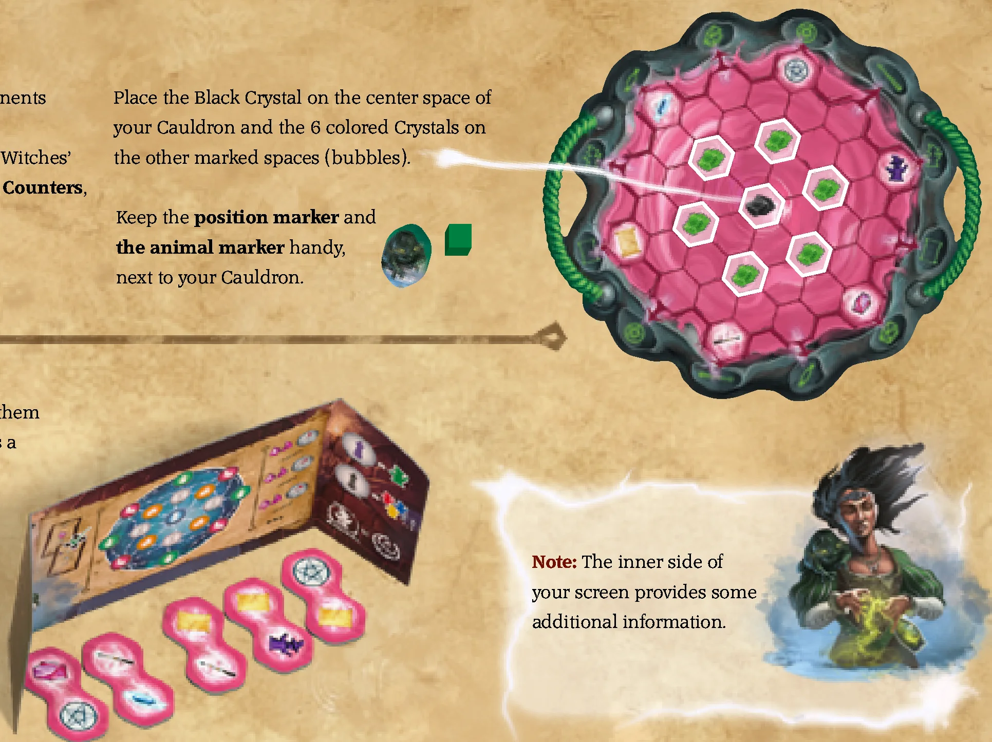 Cauldron and player setup illustration