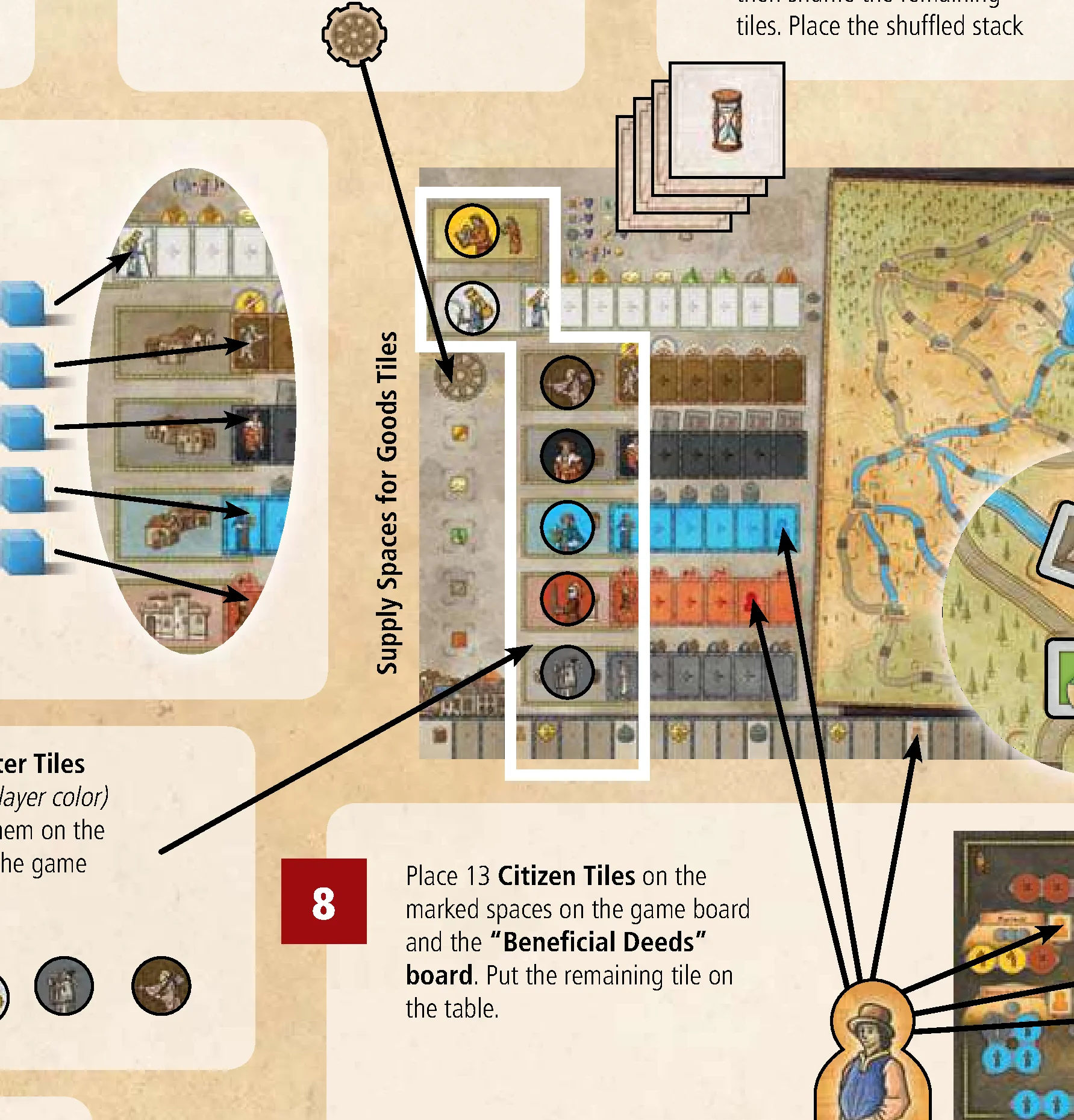 Character tracks and board setup overview