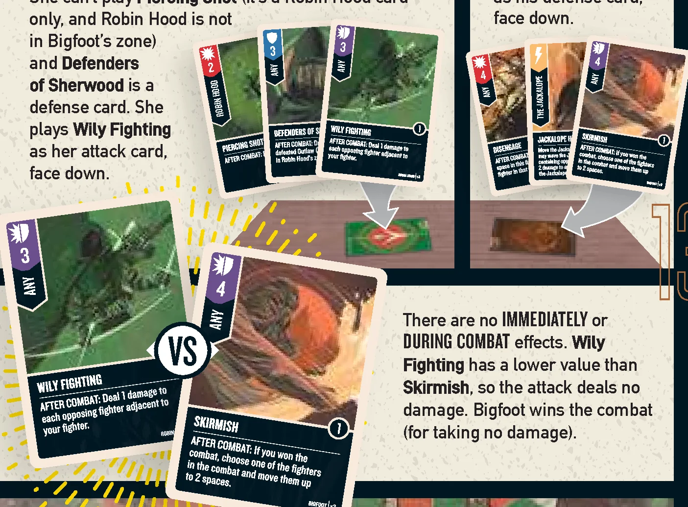 Combat example: cards played and resolved