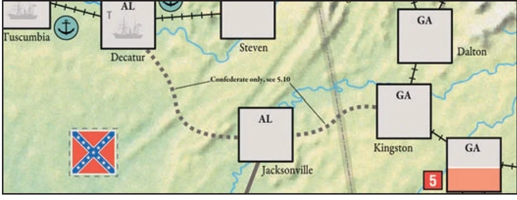Confederate Rail Construction Map Section