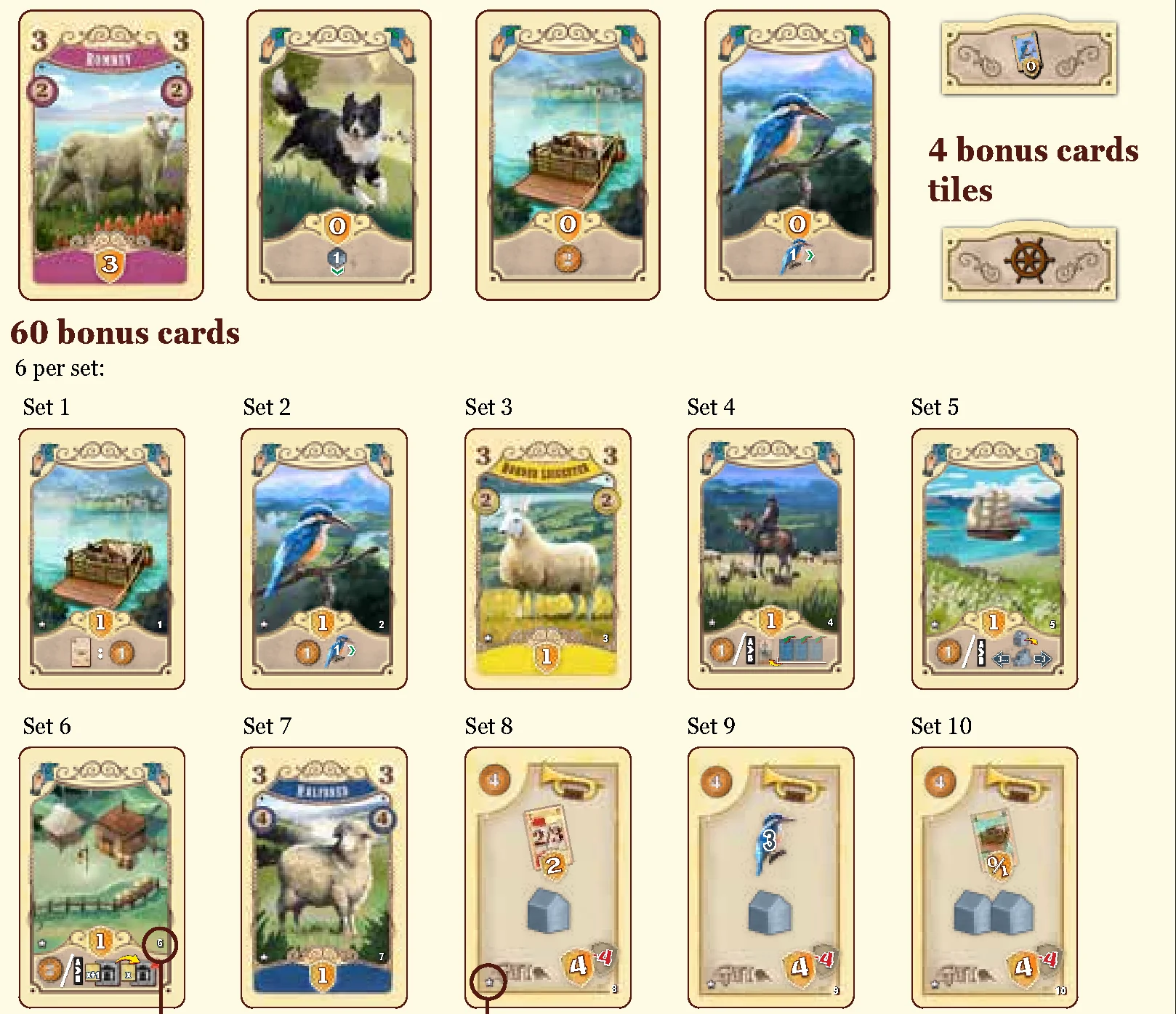 deck-building cards and bonus cards