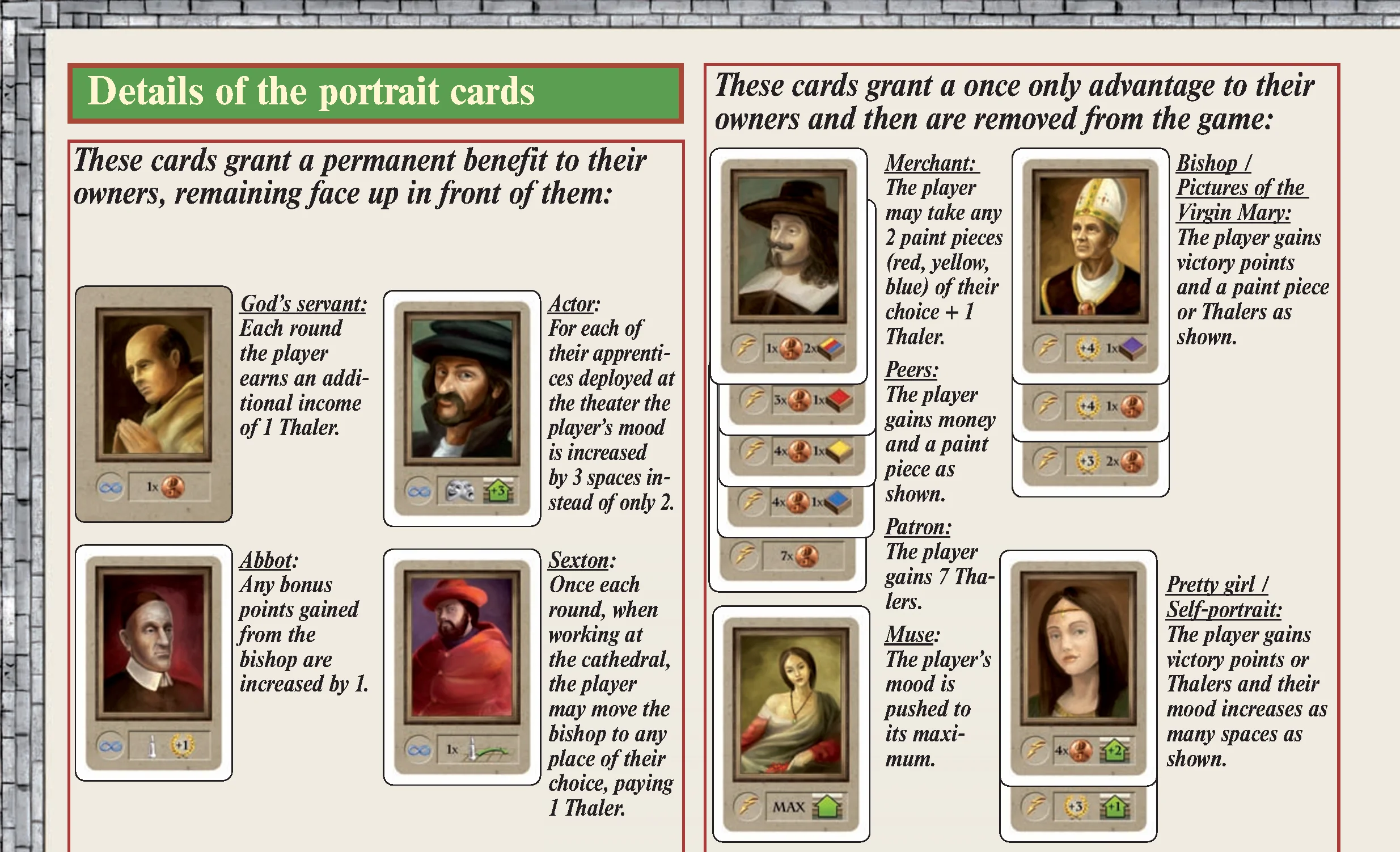 Details of the Portrait Cards