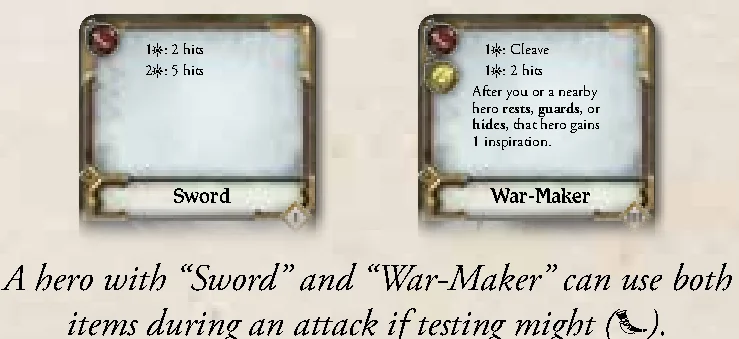 Dual Wielding Item Cards Example