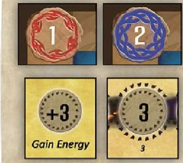 Energy and Card Plays Icons Diagram