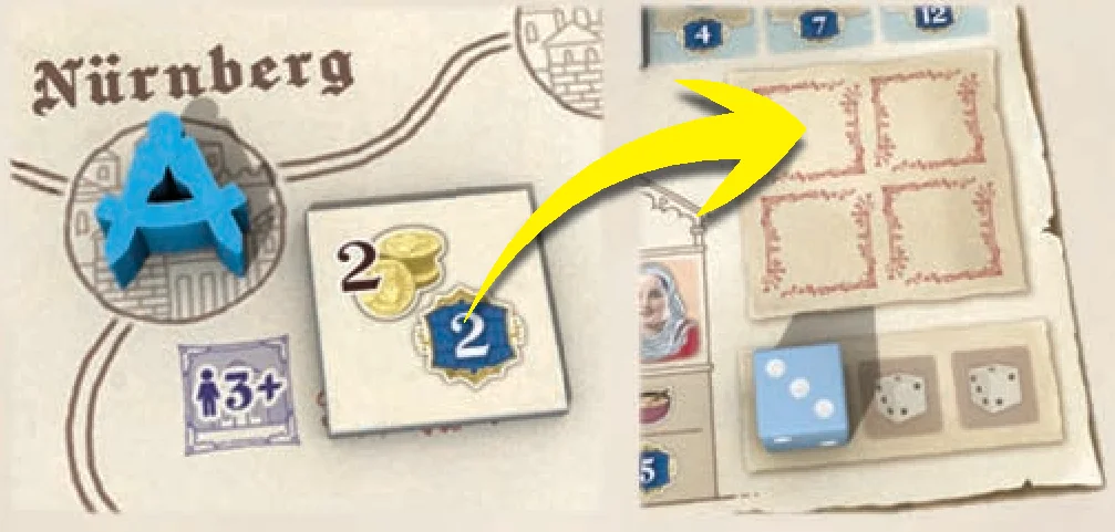 Example: Architect takes Bonus tile from Nurnberg
