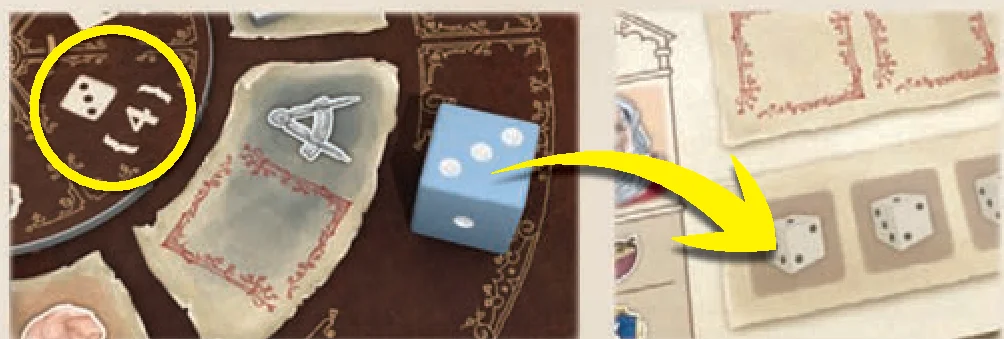 Example: Blue takes a value-3 die from Architect Action