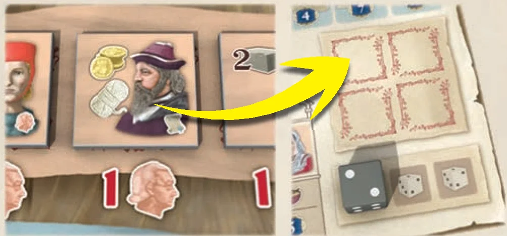 Example: Blue takes first character tile