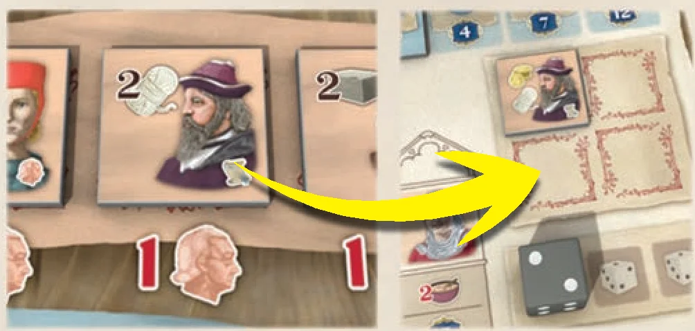 Example: Blue takes second character tile
