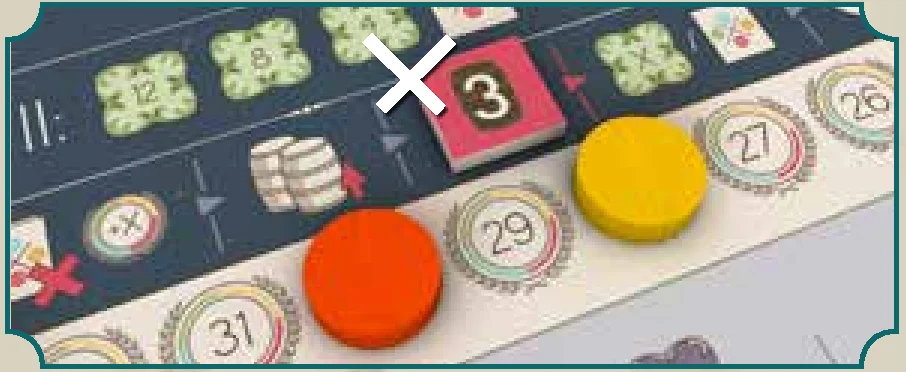 EXAMPLE: Discarding the Wine tile and advancing fair points