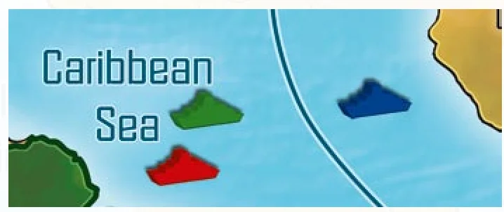 Example of a fleet battle in the Caribbean Sea