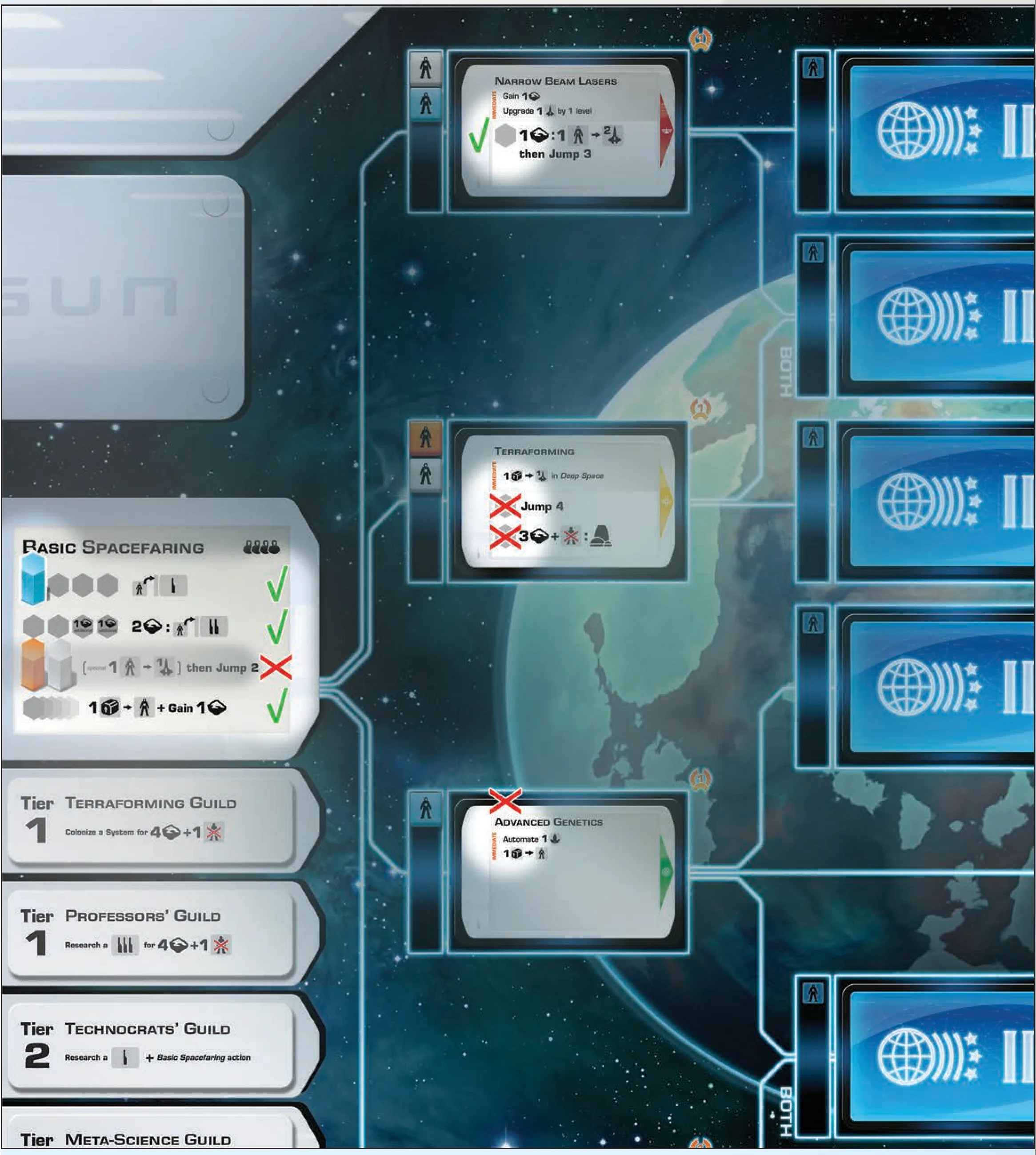 Example of Action phase choices on Technology board