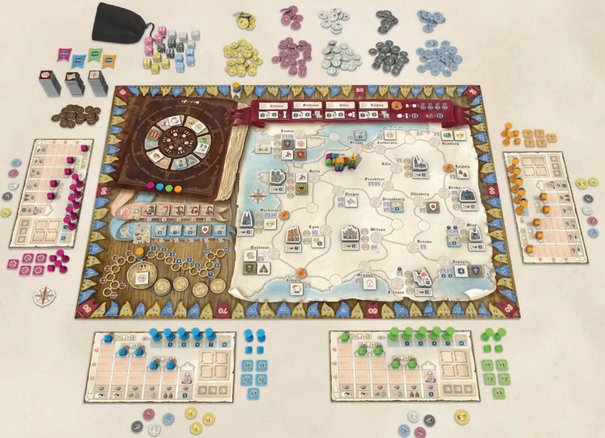 Example of game setup for 4 players