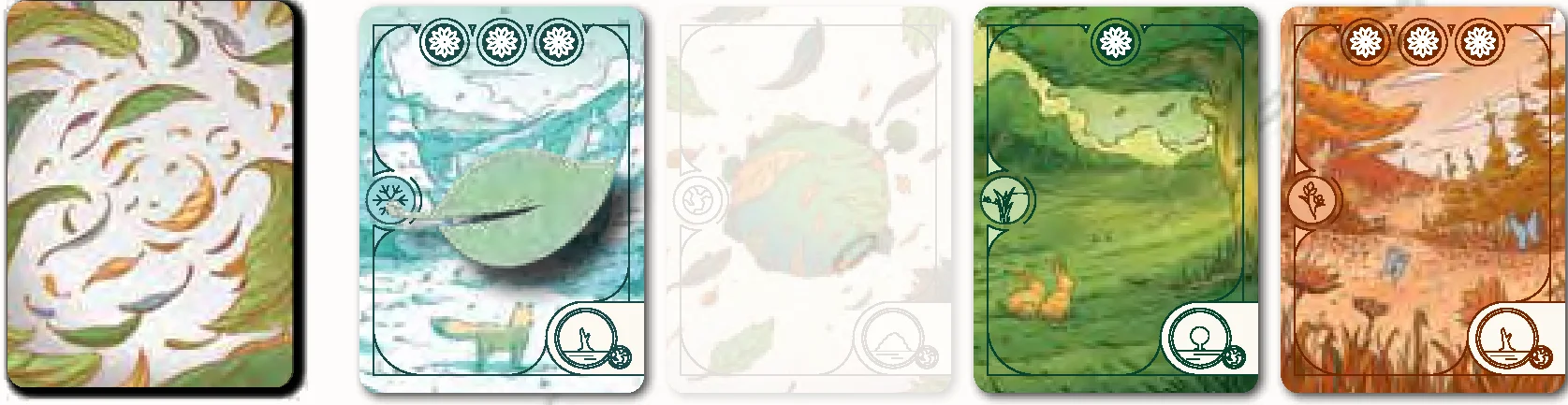 Example of picking cards and moving First Player token
