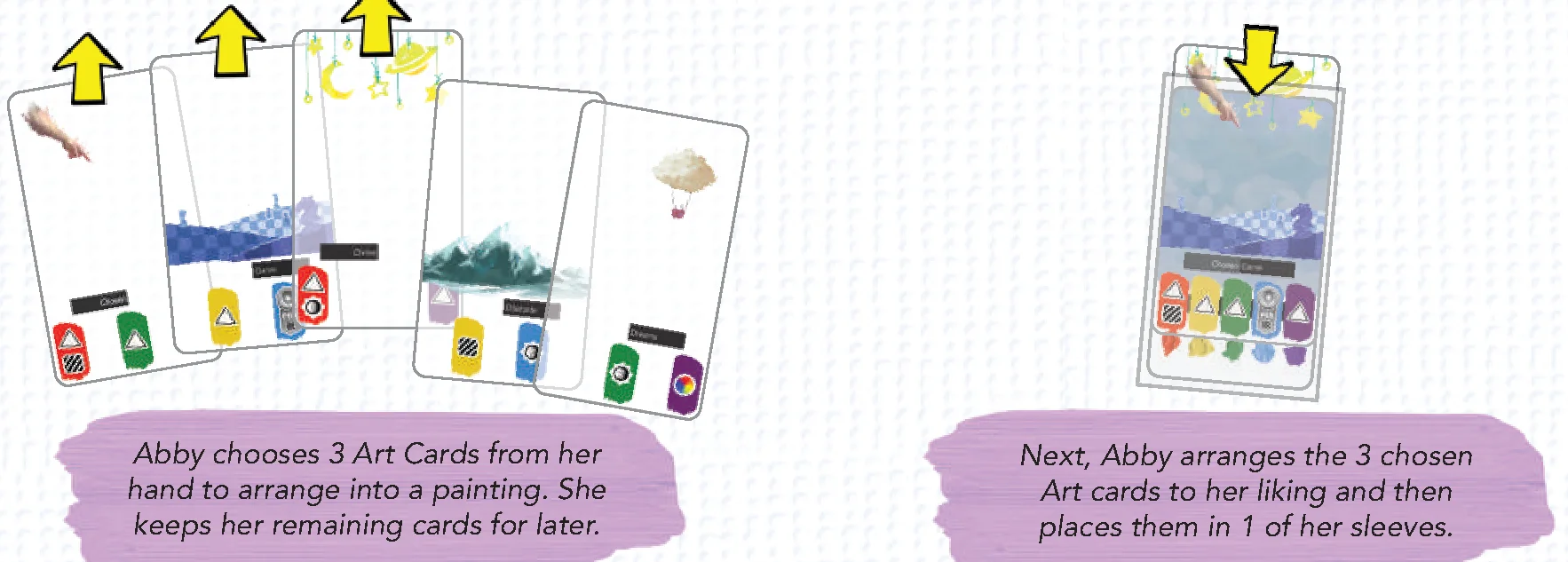 Example of selecting and sleeving 3 Art cards