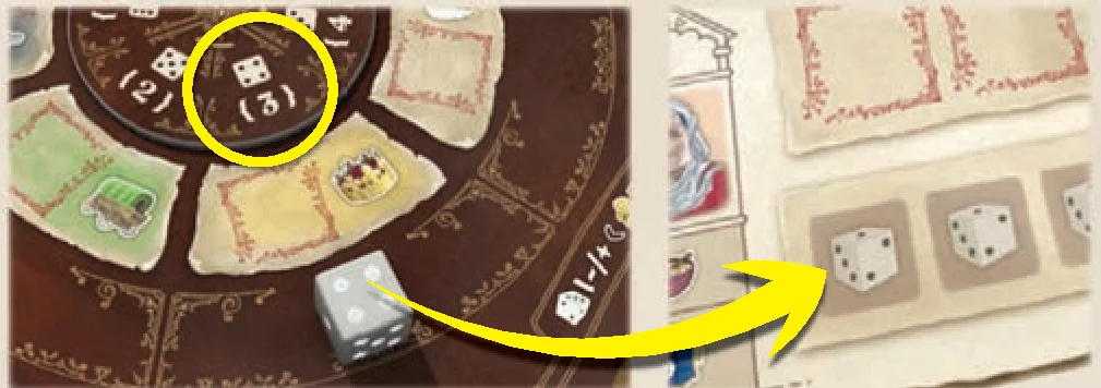 Example: Taking die from King Action