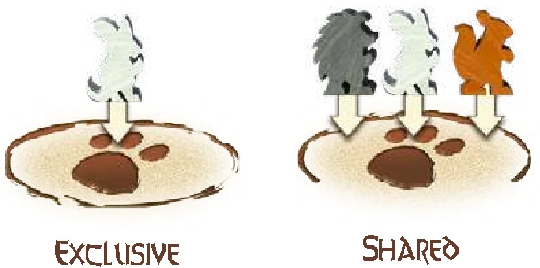 Exclusive vs Shared placement space icons