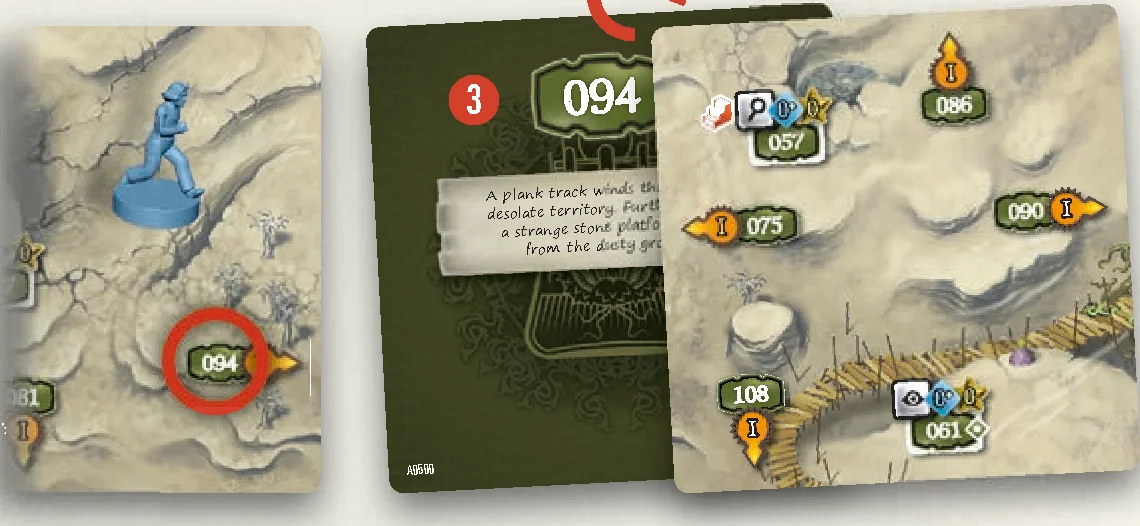 Exploration step 3: Placing new terrain card and exploration cards