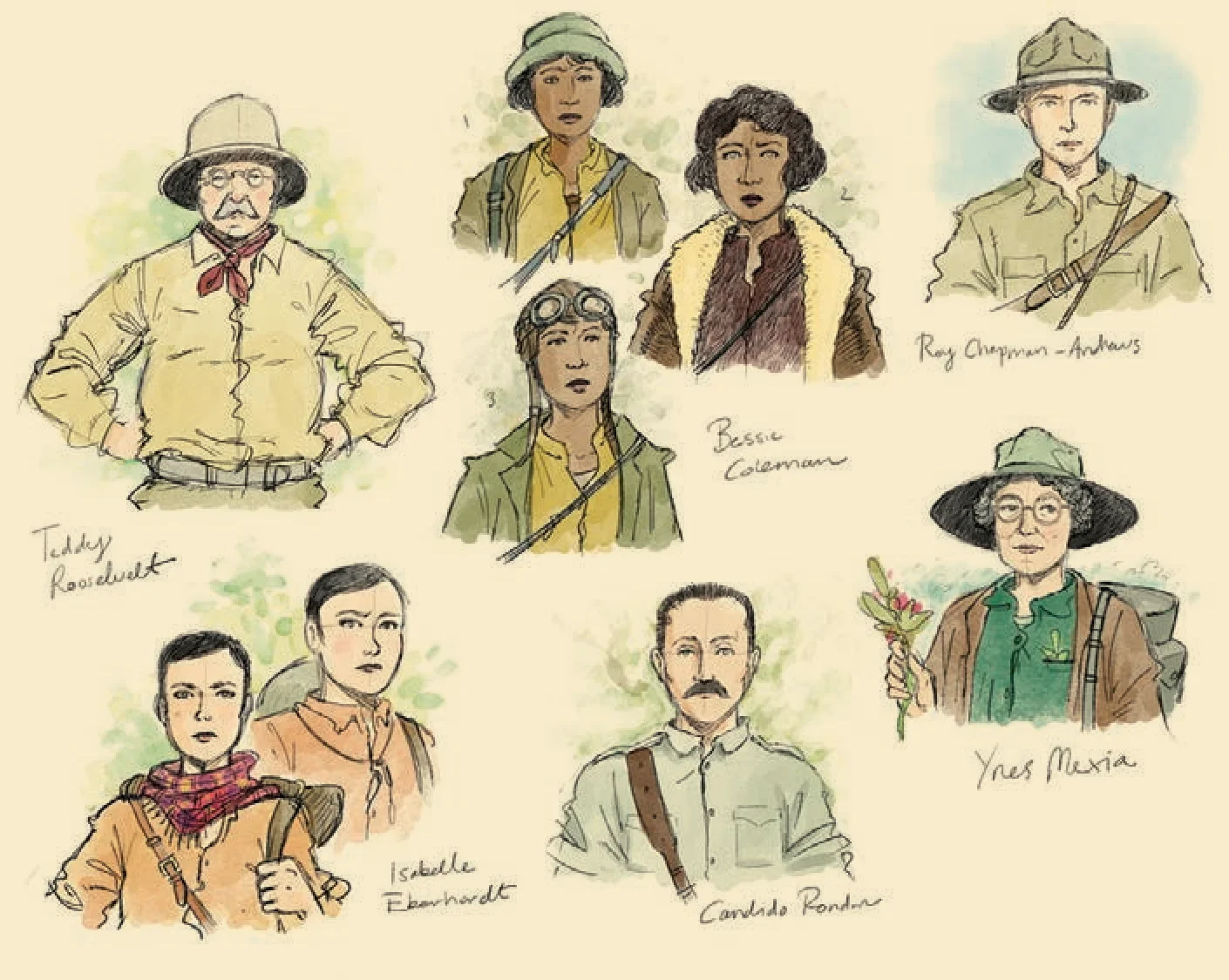 explorers illustration portraits