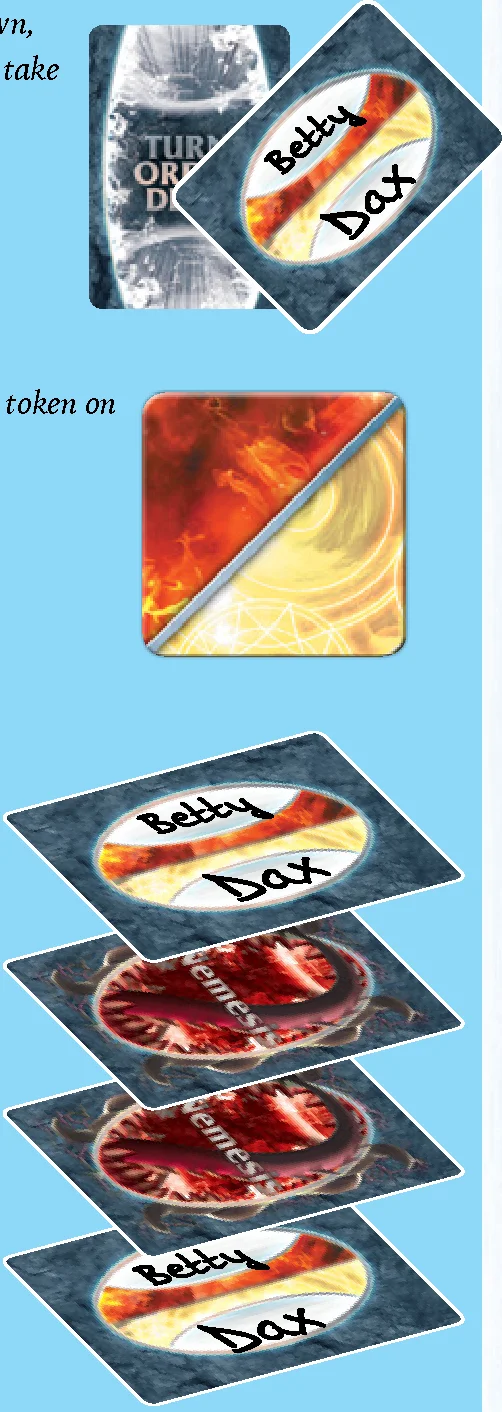 Four player turn token resolution example