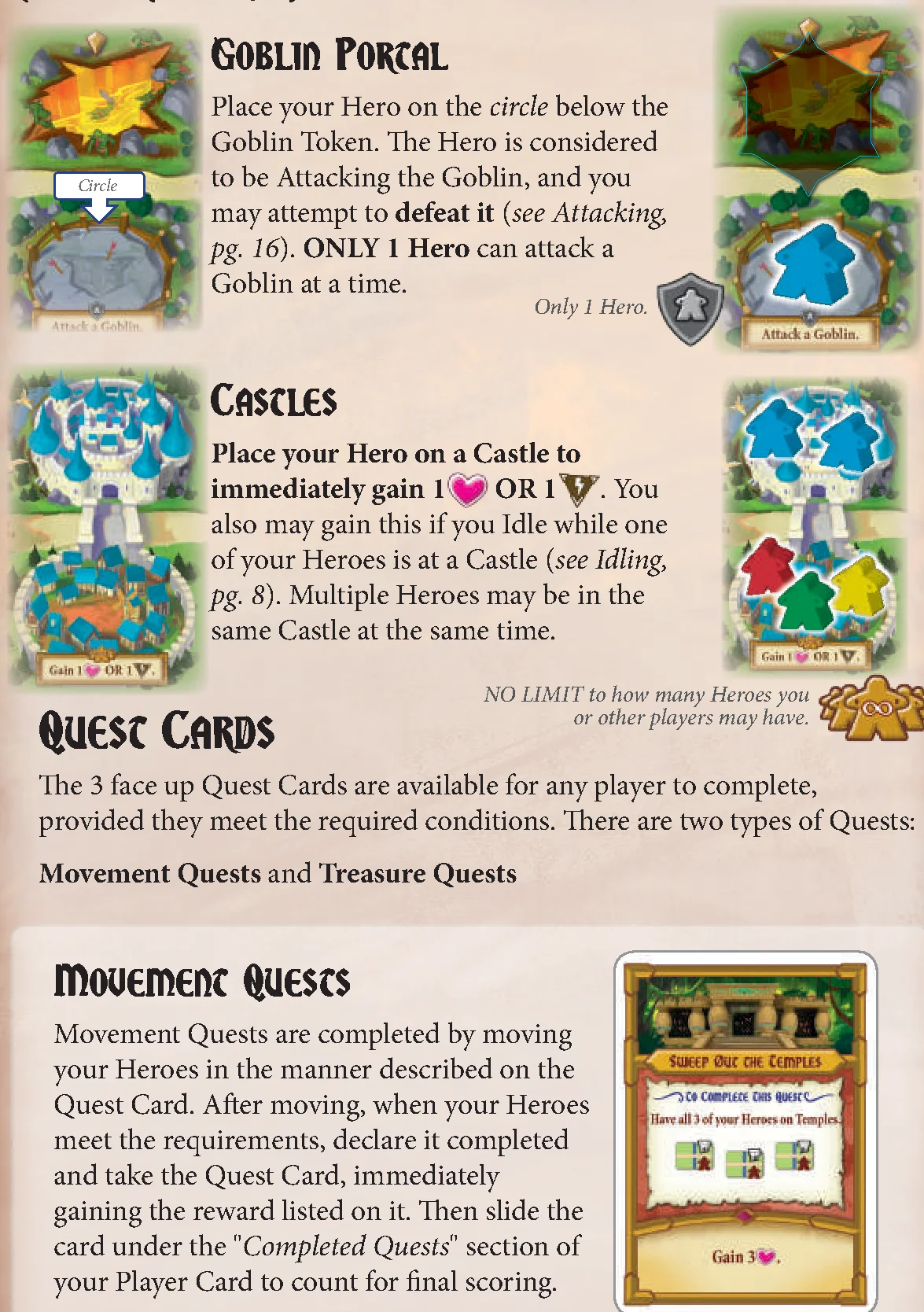 Goblin Portal, Castle, and Movement Quest card