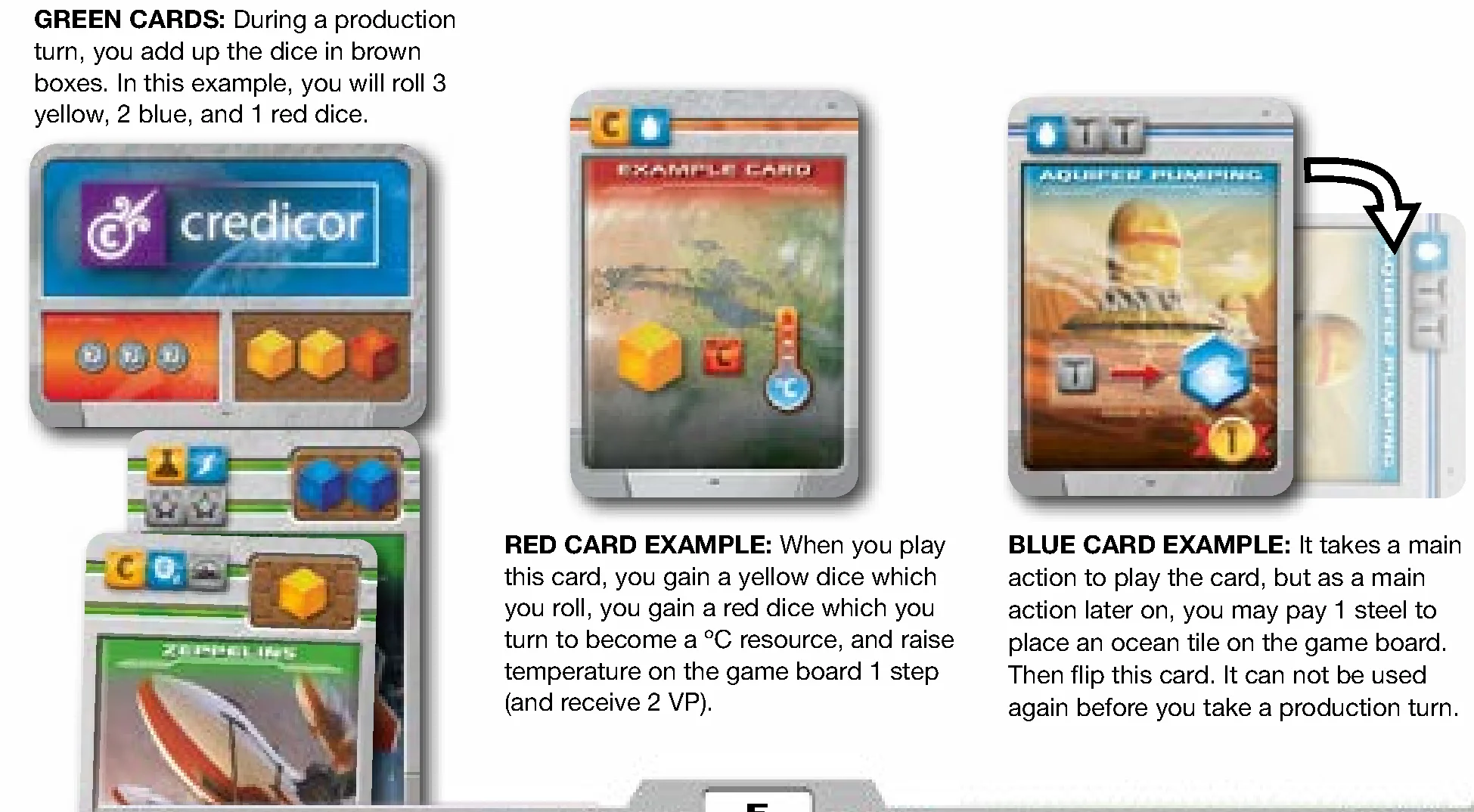 Green, Red, and Blue Card Examples