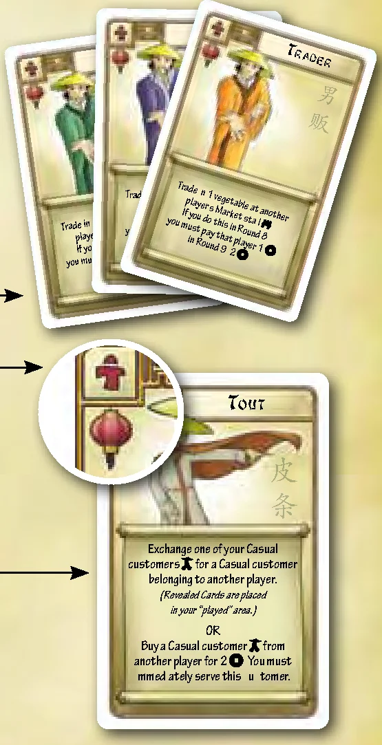 Helper cards examples: Tout and Trader