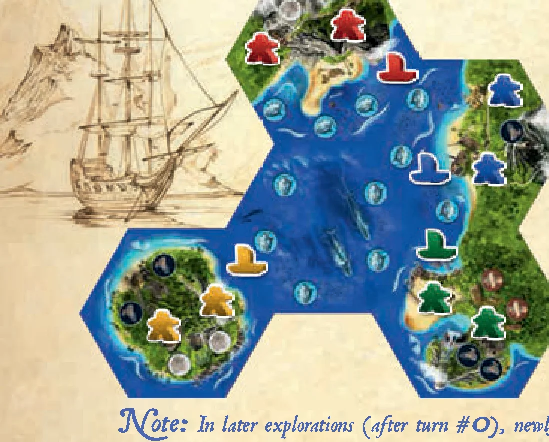 hexagon placement and initial exploration example