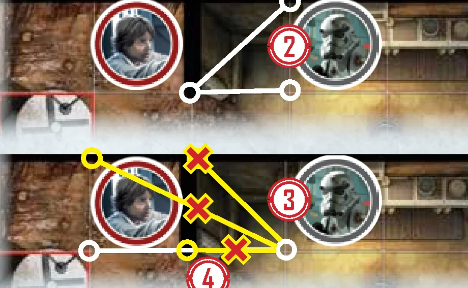 Line of Sight Examples 2, 3, 4: One-way LoS and non-overlapping lines