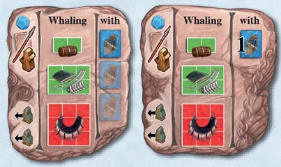 Major and minor Whaling action spaces