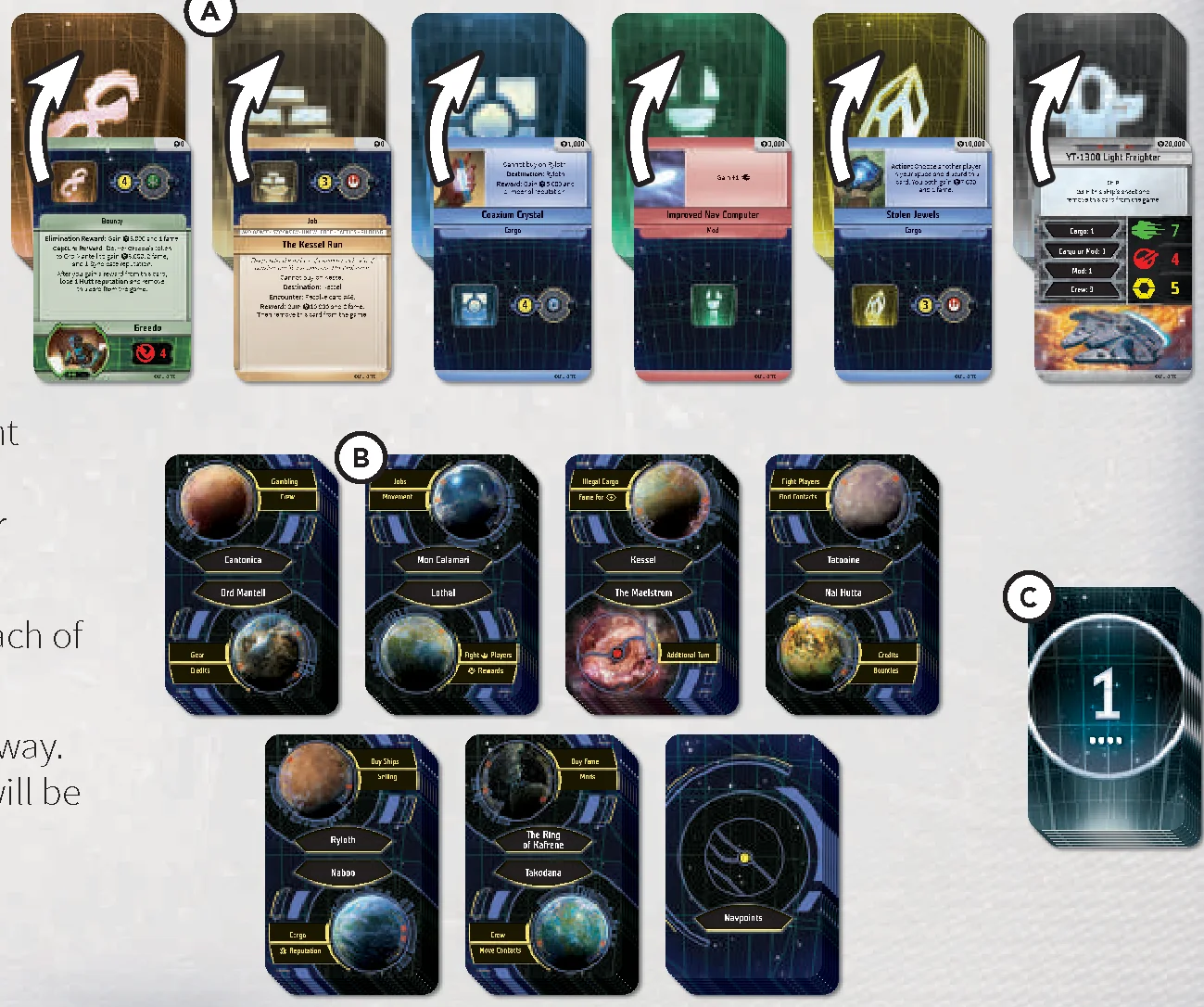 market, encounter, and databank decks setup