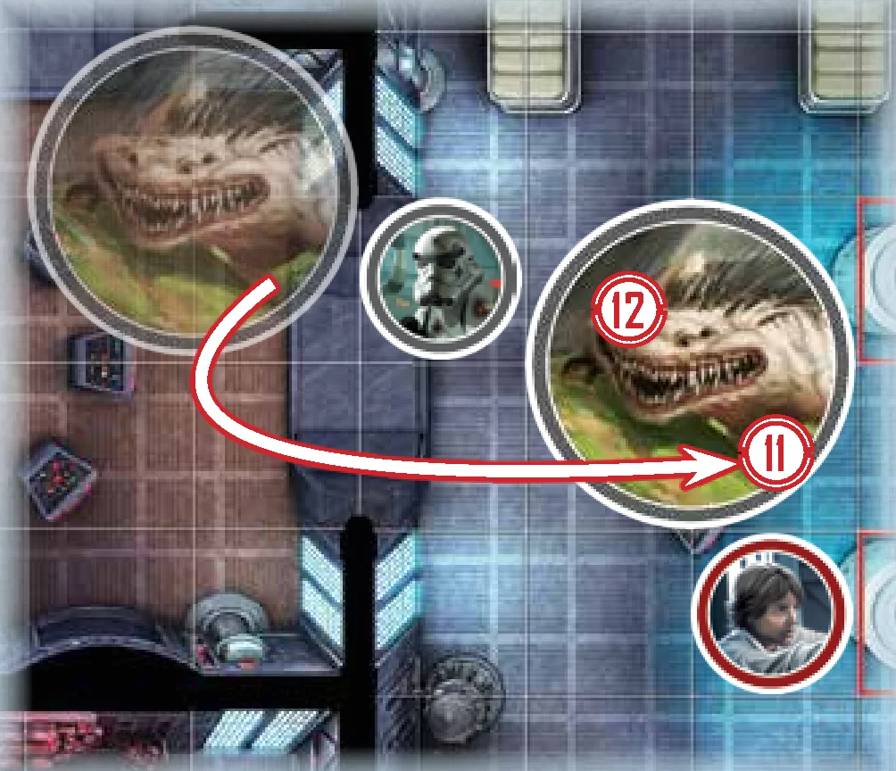 Movement Examples 11, 12: Large figure placement orientation