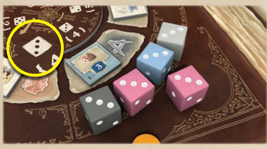 Placing dice on Action Wheel