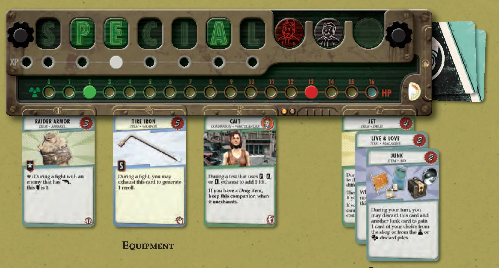 Player board inventory and equipment anatomy