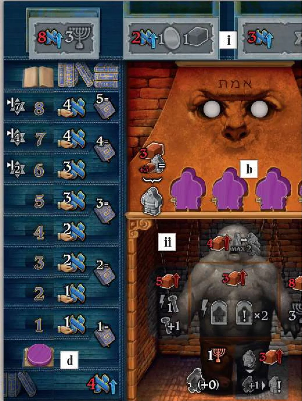 Player board starting layout