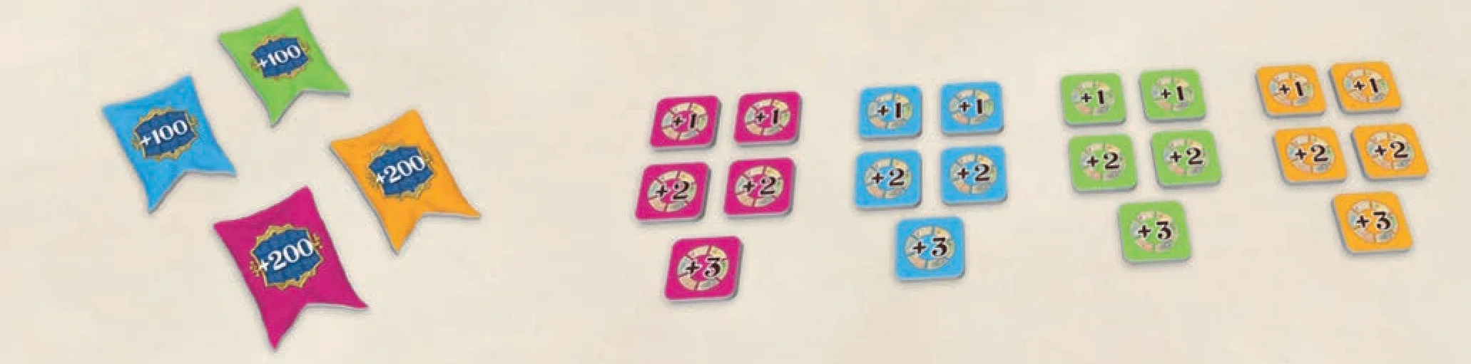 Player pieces and resource markers