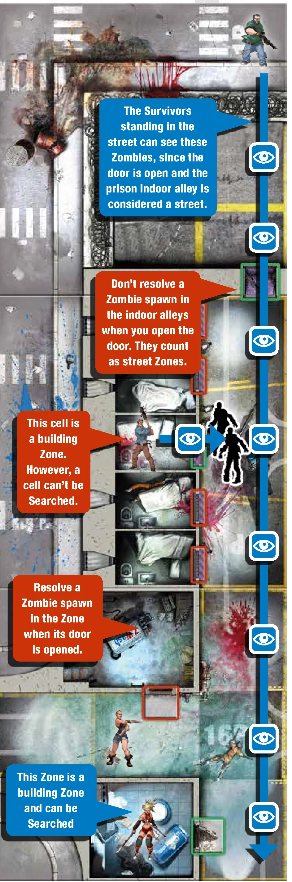 Prison Alleys and Cells Rules Diagram