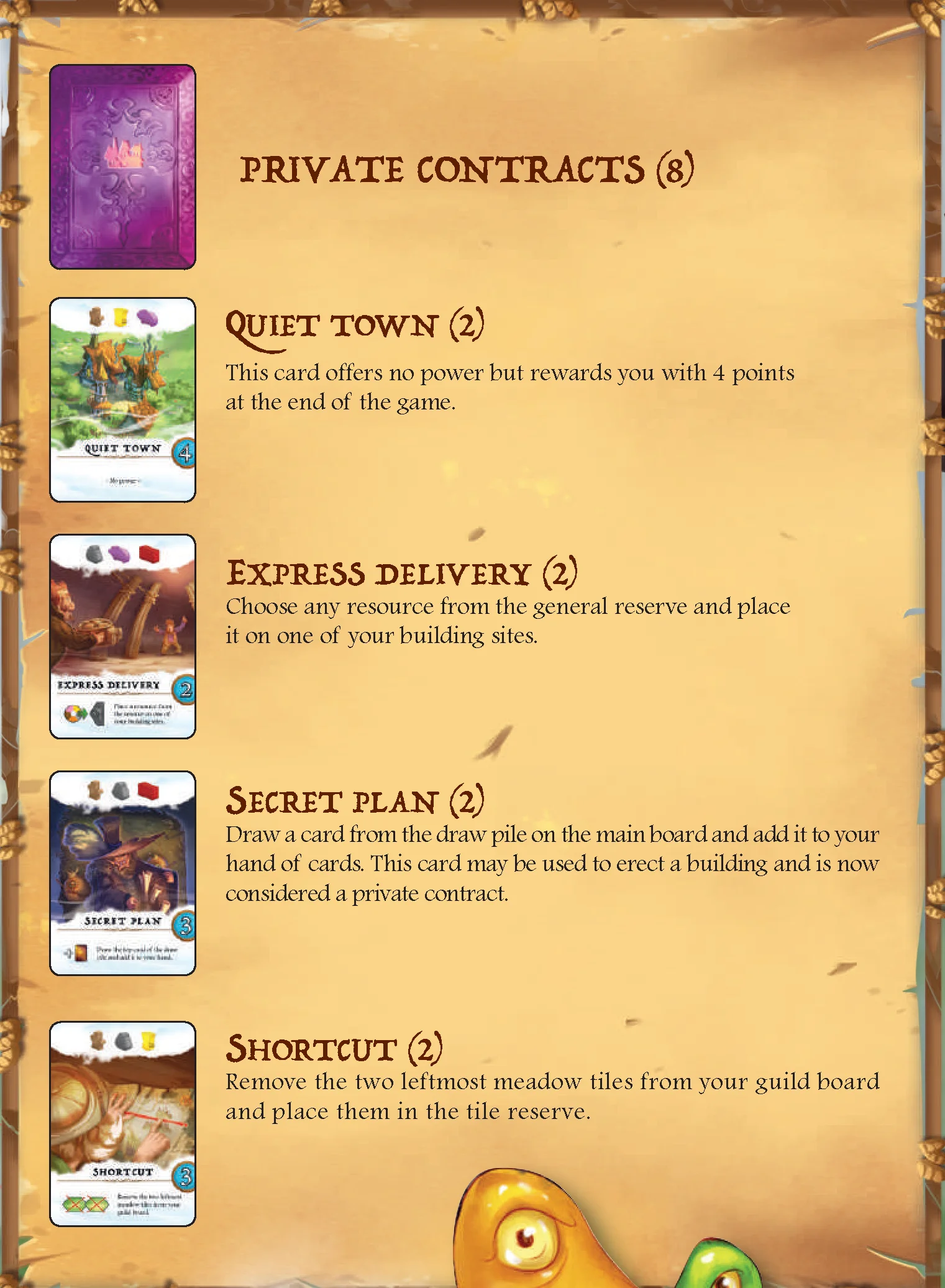 private contract cards list