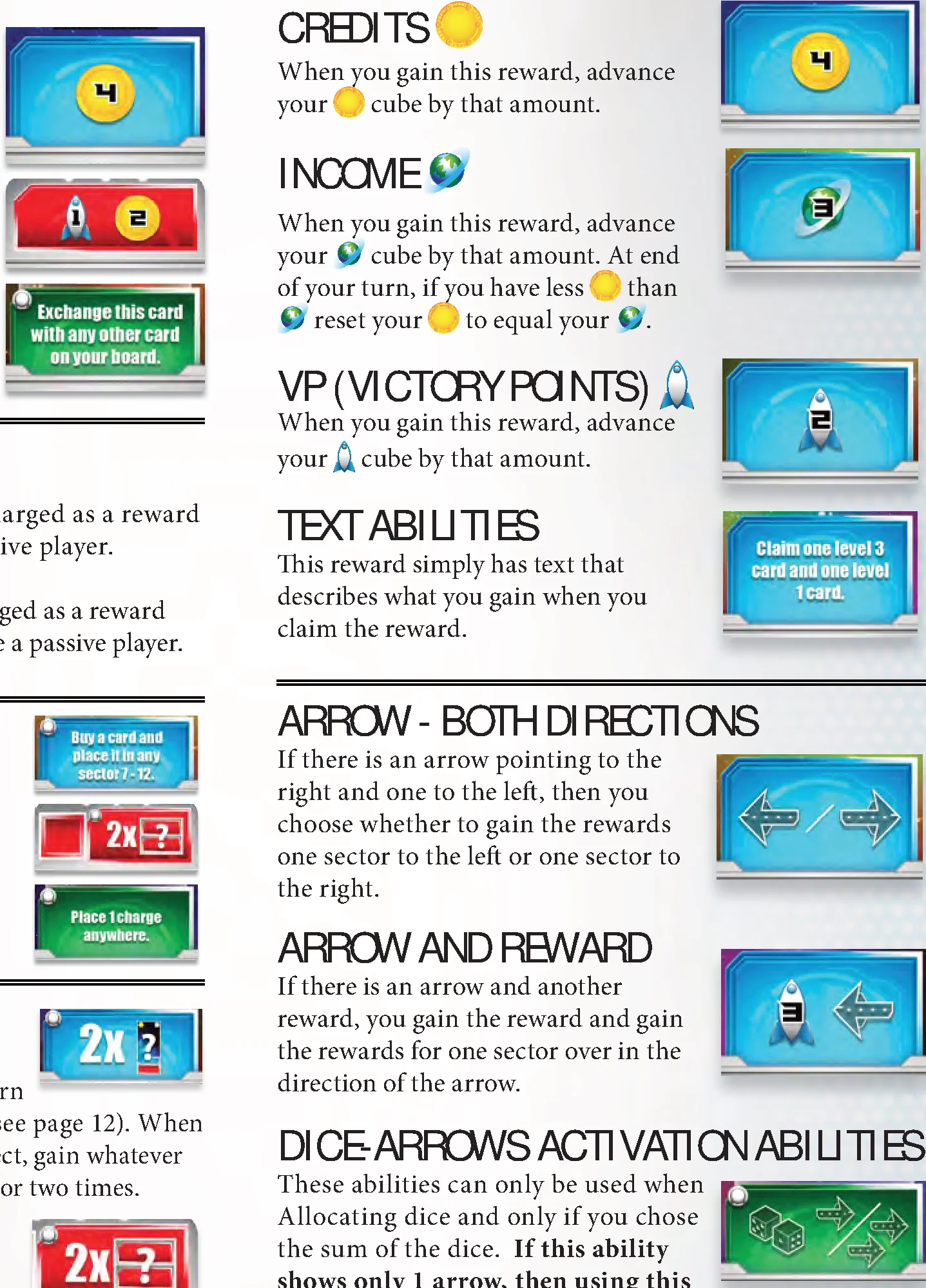 Quick reference cards and icons