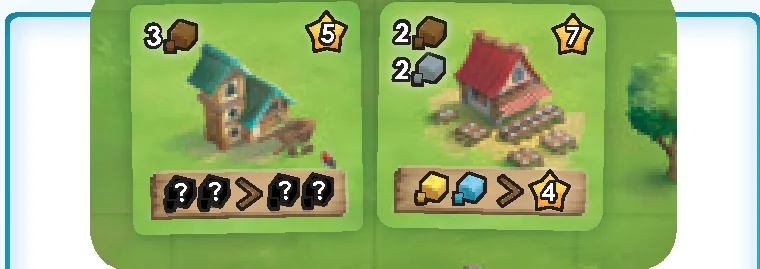Resource exchanging buildings: Shop and Restaurant