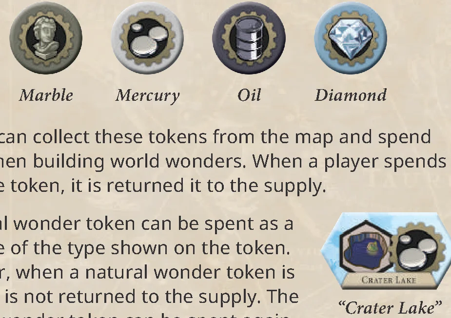 Resources and Natural Wonder Tokens