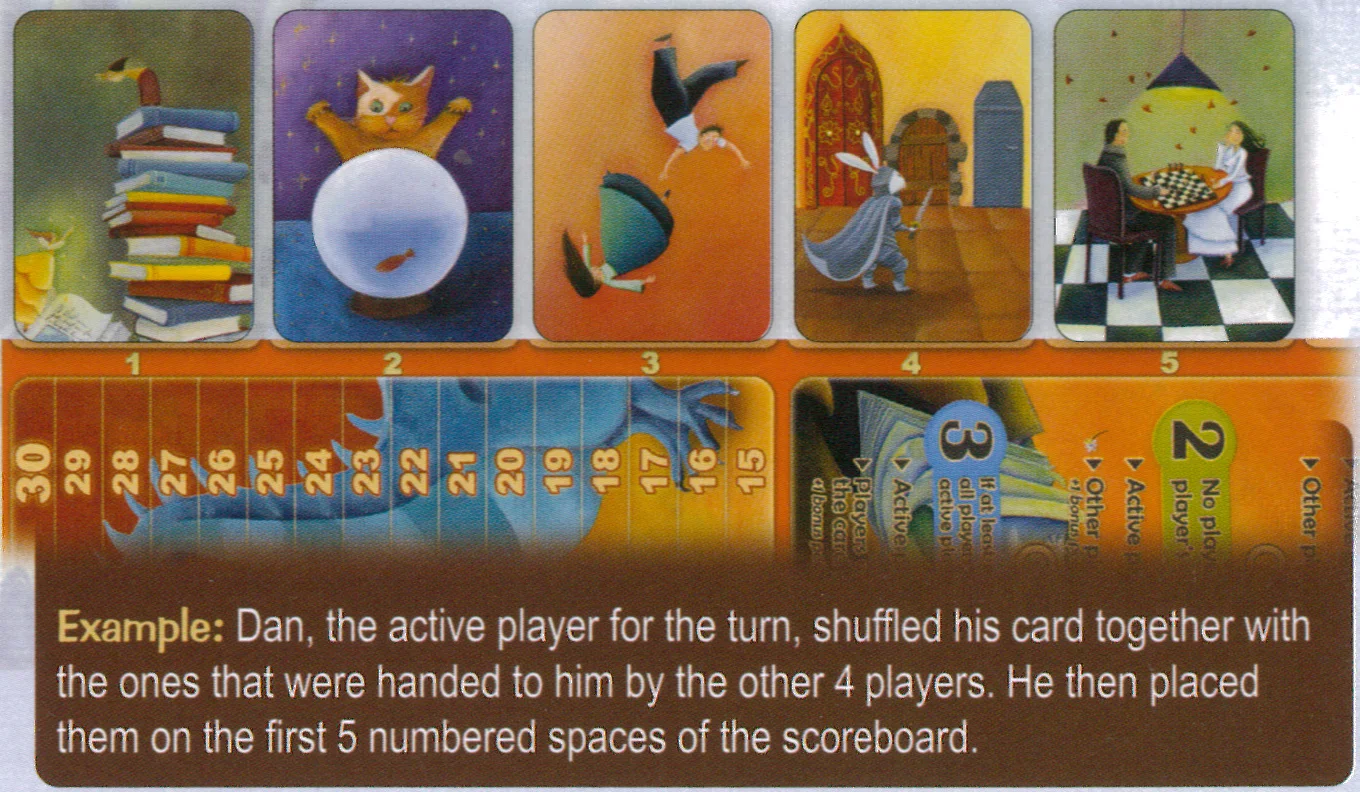 Revealing cards on the scoreboard example