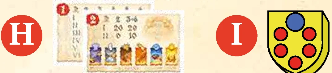 scoring aid cards and start player token