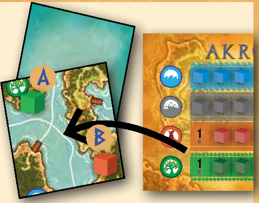 Setup step 5 placing initial land tiles and resources