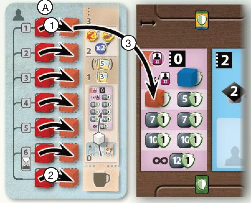 Solo game tile and association board setup